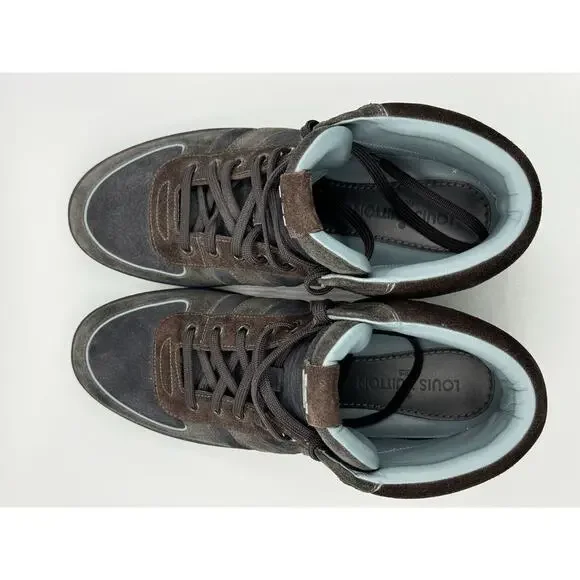 RARE!!! LOUIS VUITTON Tribe Blue Brown Suede Nubuck High Top Sneakers Sz LV 6.5